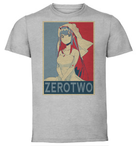 T-Shirt Unisex - Grey - Propaganda - Darling in the Franxx - Zerotwo variant 2 T-Shirt Unisex - Grey - Propaganda - Darling in the Franxx - Zerotwo variant 2