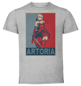 T-Shirt Unisex - Grey - Propaganda - Fate Grand Order Saber Alter Artoria T-Shirt Unisex - Grey - Propaganda - Fate Grand Order Saber Alter Artoria