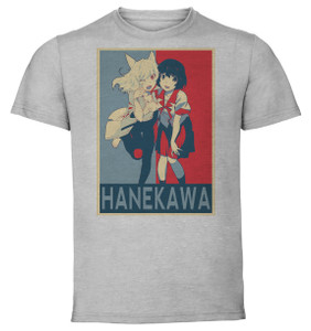 T-Shirt Unisex - Grey - Propaganda - Monogatari - Series Hanekawa & Black Hanekawa