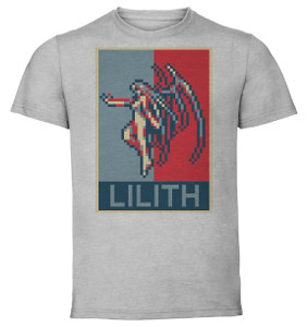 T-Shirt Unisex - Grey - Propaganda - Pixel Art Castlevania Aria Of Sorrow - Lilith
