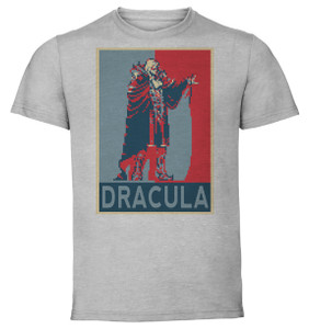 T-Shirt Unisex - Grey - Propaganda - Pixel Art Castlevania Order Of Ecclesia - Dracula