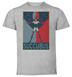 T-Shirt Unisex - Grey - Propaganda - Pixel Art Castlevania Symphoni Of The Night - Succubus A T-Shirt Unisex - Grey - Propaganda - Pixel Art Castlevania Symphoni Of The Night - Succubus A