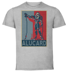 T-Shirt Unisex - Grey - Propaganda - Pixel Art Castlevania - Alucard