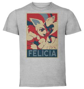 T-Shirt Unisex - Grey - Propaganda - Pixel Art Darkstalkers - Felicia B