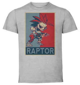 T-Shirt Unisex - Grey - Propaganda - Pixel Art Darkstalkers - Lord Raptor T-Shirt Unisex - Grey - Propaganda - Pixel Art Darkstalkers - Lord Raptor