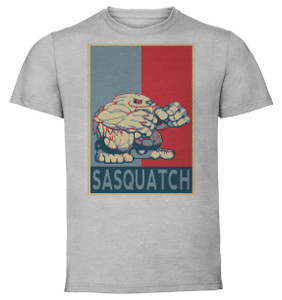 T-Shirt Unisex - Grey - Propaganda - Pixel Art Darkstalkers - Sasquatch