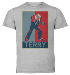 T-Shirt Unisex - Grey - Propaganda - Pixel Art - Garou Mark Of The Wolf - Fatal Fury - Terry B T-Shirt Unisex - Grey - Propaganda - Pixel Art - Garou Mark Of The Wolf - Fatal Fury - Terry B