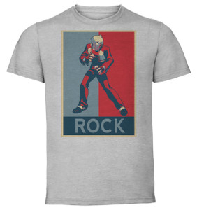 T-Shirt Unisex - Grey - Propaganda - Pixel Art - Garou Mark Of The Wolf - Fatal Fury - Rock Howards