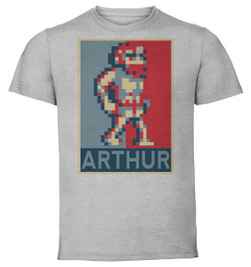 T-Shirt Unisex - Grey - Propaganda - Pixel Art - Ghost 'n Goblins - Arthur Variant T-Shirt Unisex - Grey - Propaganda - Pixel Art - Ghost 'n Goblins - Arthur Variant