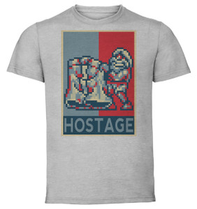 T-Shirt Unisex - Grey - Propaganda - Pixel Art - Metal Slug - Hostage T-Shirt Unisex - Grey - Propaganda - Pixel Art - Metal Slug - Hostage