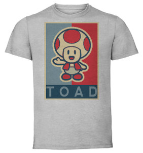 T-Shirt Unisex - Grey - Propaganda - Pixel Art - Paper Mario - Toad