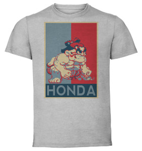 T-Shirt Unisex - Grey - Propaganda - Pixel Art - Street Fighter II - Honda