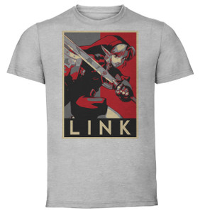 T-Shirt Unisex - Grey - Propaganda - Zelda - Link Variant 2 Mod (Grey-Red)