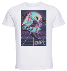 T-Shirt Unisex - White - Vaporwave 80s Style - Attack on Titan - Ackerman T-Shirt Unisex - White - Vaporwave 80s Style - Attack on Titan - Ackerman