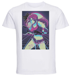 T-Shirt Unisex - White - Vaporwave 80s Style - Black Lagoon - Revy Variant