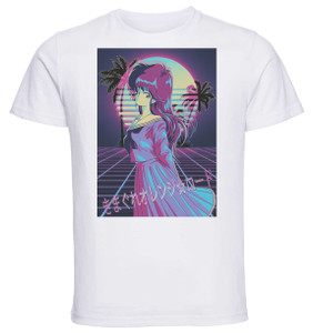 T-Shirt Unisex - White - Vaporwave 80s Style - Orange Road - Characters T-Shirt Unisex - White - Vaporwave 80s Style - Orange Road - Characters