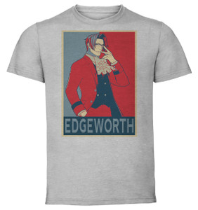 T-Shirt Unisex - Grey - Propaganda - Ace Attorney - Miles Edgeworth variant T-Shirt Unisex - Grey - Propaganda - Ace Attorney - Miles Edgeworth variant
