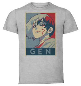 T-Shirt Unisex - Grey - Propaganda - Dr Stone - Gen Asagiri T-Shirt Unisex - Grey - Propaganda - Dr Stone - Gen Asagiri