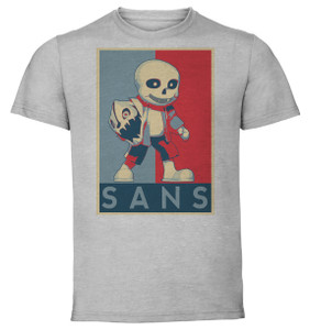 T-Shirt Unisex - Grey - Propaganda - Smash Bros x Undertale - Sans T-Shirt Unisex - Grey - Propaganda - Smash Bros x Undertale - Sans