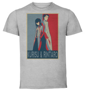 T-Shirt Unisex - Grey - Propaganda - Steins Gate - Kurisu Makise & Rintaro Okabe T-Shirt Unisex - Grey - Propaganda - Steins Gate - Kurisu Makise & Rintaro Okabe