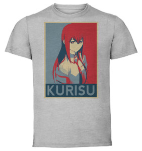 T-Shirt Unisex - Grey - Propaganda - Steins Gate - Kurisu Makise variant 2 T-Shirt Unisex - Grey - Propaganda - Steins Gate - Kurisu Makise variant 2