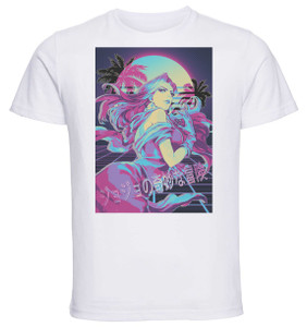 T-Shirt Unisex - White - Vaporwave 80s Style - Jojo's Bizarre Adventure - Battle Tendency - Lisa Lisa