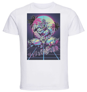 T-Shirt Unisex - White - Vaporwave 80s Style - Jojo's Bizarre Adventure - Battle Tendency - Wamuu T-Shirt Unisex - White - Vaporwave 80s Style - Jojo's Bizarre Adventure - Battle Tendency - Wamuu