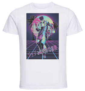 T-Shirt Unisex - White - Vaporwave 80s Style - Jojo's Bizarre Adventure - Diamond is Unbreakable - Josuke Higashikata T-Shirt Unisex - White - Vaporwave 80s Style - Jojo's Bizarre Adventure - Diamond is Unbreakable - Josuke Higashikata