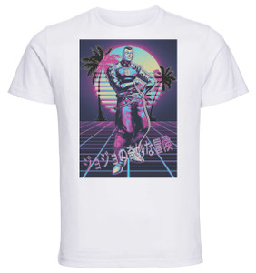 T-Shirt Unisex - White - Vaporwave 80s Style - Jojo's Bizarre Adventure - Diamond is Unbreakable - Okuyasu Nijimura T-Shirt Unisex - White - Vaporwave 80s Style - Jojo's Bizarre Adventure - Diamond is Unbreakable - Okuyasu Nijimura