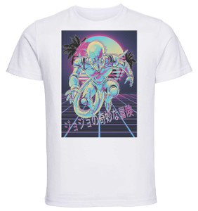 T-Shirt Unisex - White - Vaporwave 80s Style - Jojo's Bizarre Adventure - Diamond is Unbreakable - Red Hot Chili Pepper