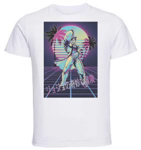 T-Shirt Unisex - White - Vaporwave 80s Style - Jojo's Bizarre Adventure - Phanthom Blood - Will A. Zeppeli Variant 01