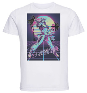 T-Shirt Unisex - White - Vaporwave 80s Style - Jojo's Bizarre Adventure - Stardust Crusaders - Hol Horse