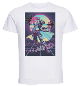 T-Shirt Unisex - White - Vaporwave 80s Style - Jojo's Bizarre Adventure - Stardust Crusaders - Jotaro Kujo Variant 01 T-Shirt Unisex - White - Vaporwave 80s Style - Jojo's Bizarre Adventure - Stardust Crusaders - Jotaro Kujo Variant 01