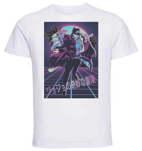 T-Shirt Unisex - White - Vaporwave 80s Style - Jojo's Bizarre Adventure - Stardust Crusaders - Jotaro Kujo Variant 02 T-Shirt Unisex - White - Vaporwave 80s Style - Jojo's Bizarre Adventure - Stardust Crusaders - Jotaro Kujo Variant 02