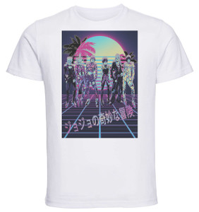 T-Shirt Unisex - White - Vaporwave 80s Style - Jojo's Bizarre Adventure - Vento Aureo - Characters T-Shirt Unisex - White - Vaporwave 80s Style - Jojo's Bizarre Adventure - Vento Aureo - Characters