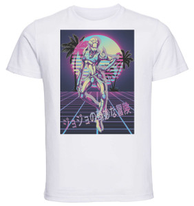 T-Shirt Unisex - White - Vaporwave 80s Style - Jojo's Bizarre Adventure - Vento Aureo - Gold Experience