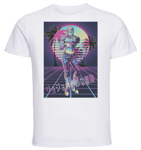 T-Shirt Unisex - White - Vaporwave 80s Style - Jojo's Bizarre Adventure - Vento Aureo - Guido Mista T-Shirt Unisex - White - Vaporwave 80s Style - Jojo's Bizarre Adventure - Vento Aureo - Guido Mista