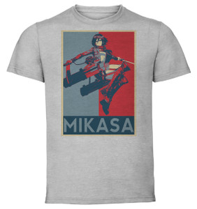 T-Shirt Unisex - Grey - Propaganda - Attack On Titan Mikasa Ackerman variant 2 T-Shirt Unisex - Grey - Propaganda - Attack On Titan Mikasa Ackerman variant 2