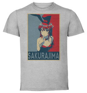T-Shirt Unisex - Grey - Propaganda - Rascal Does Not Dream of Bunny Girl Senpai - Ao-buta - Sakurajima Mai T-Shirt Unisex - Grey - Propaganda - Rascal Does Not Dream of Bunny Girl Senpai - Ao-buta - Sakurajima Mai