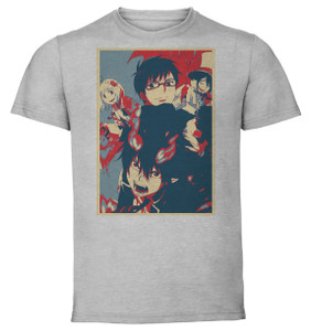 T-Shirt Unisex - Grey - Propaganda Full - Blue Exorcist Characters T-Shirt Unisex - Grey - Propaganda Full - Blue Exorcist Characters