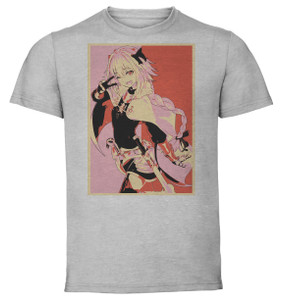 T-Shirt Unisex - Grey - Propaganda Full - Fate Apocrypha - Astolfo (Pink-Red)