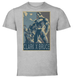 T-Shirt Unisex - Grey - Propaganda Yaoi - Dc Heroes Superman X Batman T-Shirt Unisex - Grey - Propaganda Yaoi - Dc Heroes Superman X Batman
