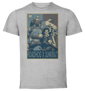 T-Shirt Unisex - Grey - Propaganda Yaoi - Overwatch Roadhog X Junkrat T-Shirt Unisex - Grey - Propaganda Yaoi - Overwatch Roadhog X Junkrat