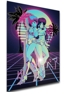 Poster - LL0456 - Vaporwave 80s Style - Dirty Pair - Kei & Yuri Poster - LL0456 - Vaporwave 80s Style - Dirty Pair - Kei & Yuri