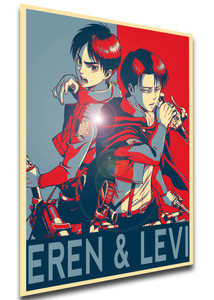 Poster - SA0411 - Propaganda - Attack on Titan - Eren Jager & Levi Ackerman