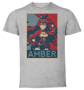 T-Shirt Unisex Grey - Propaganda - Genshin Impact - Amber SA0583