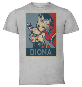 T-Shirt Unisex Grey - Propaganda - Genshin Impact - Diona SA0645 T-Shirt Unisex Grey - Propaganda - Genshin Impact - Diona SA0645