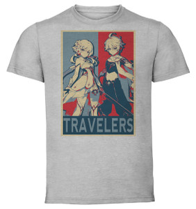T-Shirt Unisex Grey - Propaganda - Genshin Impact - Travelers SA0601 T-Shirt Unisex Grey - Propaganda - Genshin Impact - Travelers SA0601