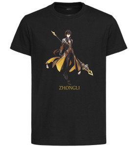 T-Shirt Unisex Black - Genshin Impact - Full Body Zhongli