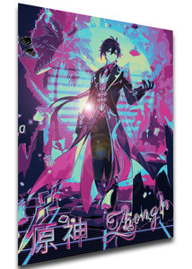 Poster Vaporwave 80s Style - Genshin Impact - Zhongli SA0814